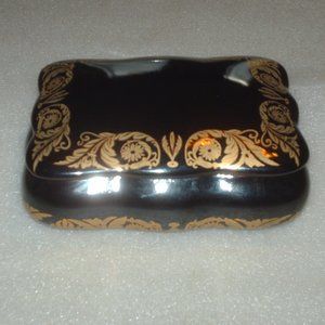Vintage Amita black and gold decorated trinket box